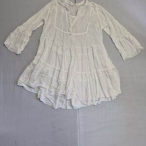 Women's White Tiered Peasant Tunic Top